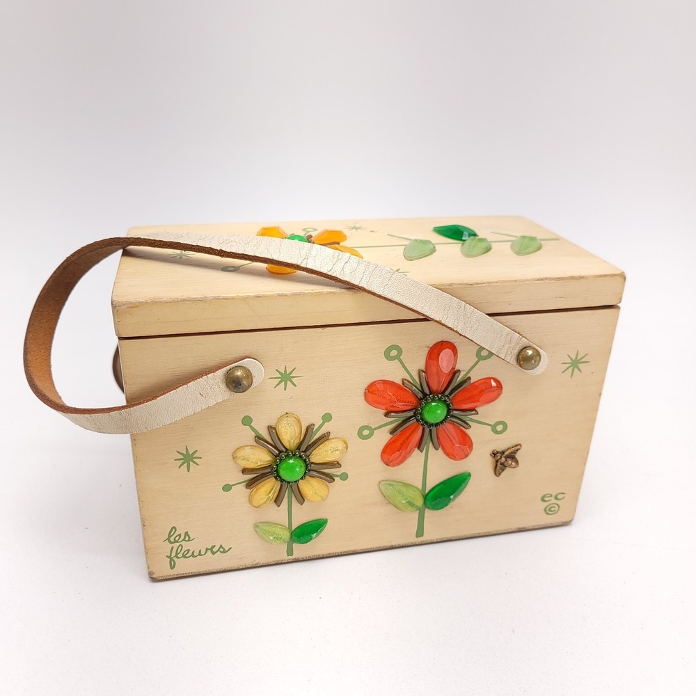 Enid Collins of Texas Vintage‎ Original Wooden Box Purse Les Fleures Genuine